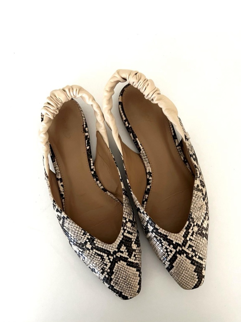 Circus by Sam Edelman Snake-Print Slingback Flats Pointed Toe Size 9
